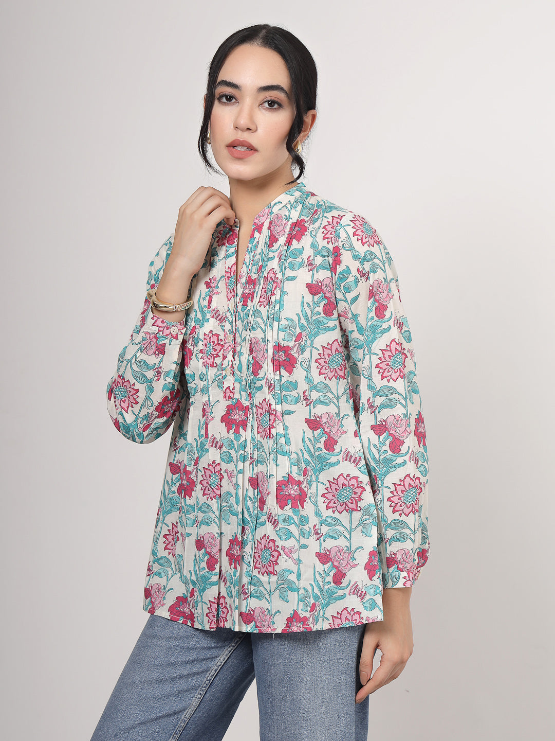 Pink Floral Cotton top