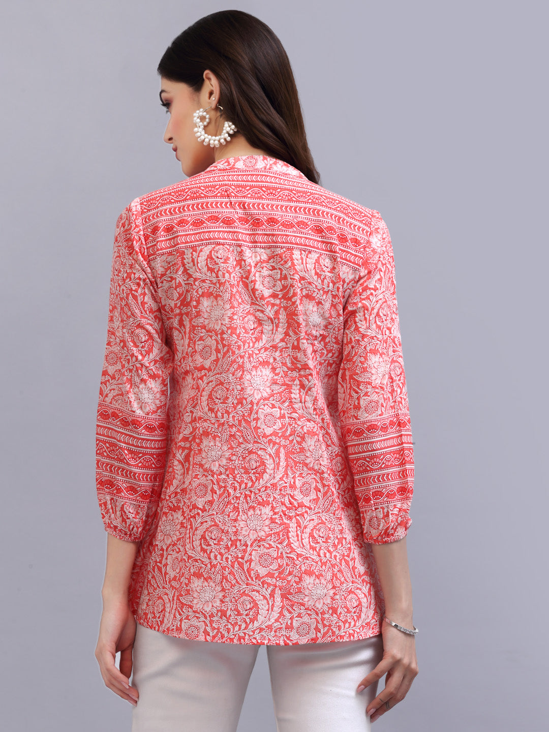 Coral Printed A-line Top