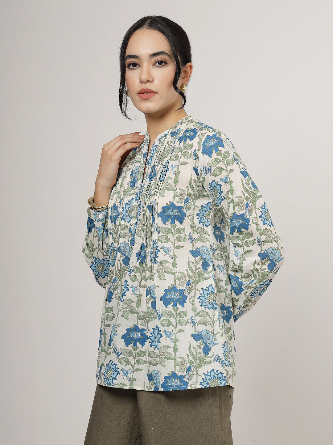 Blue Floral Cotton top
