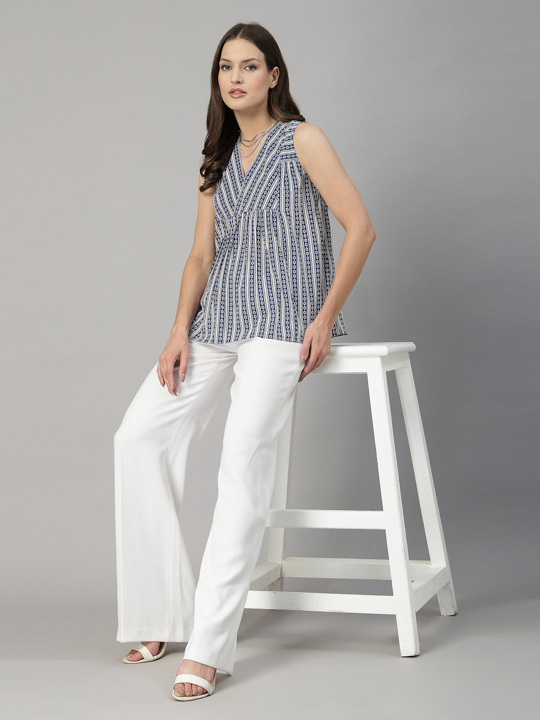 Sleeveless Striped Cotton Top