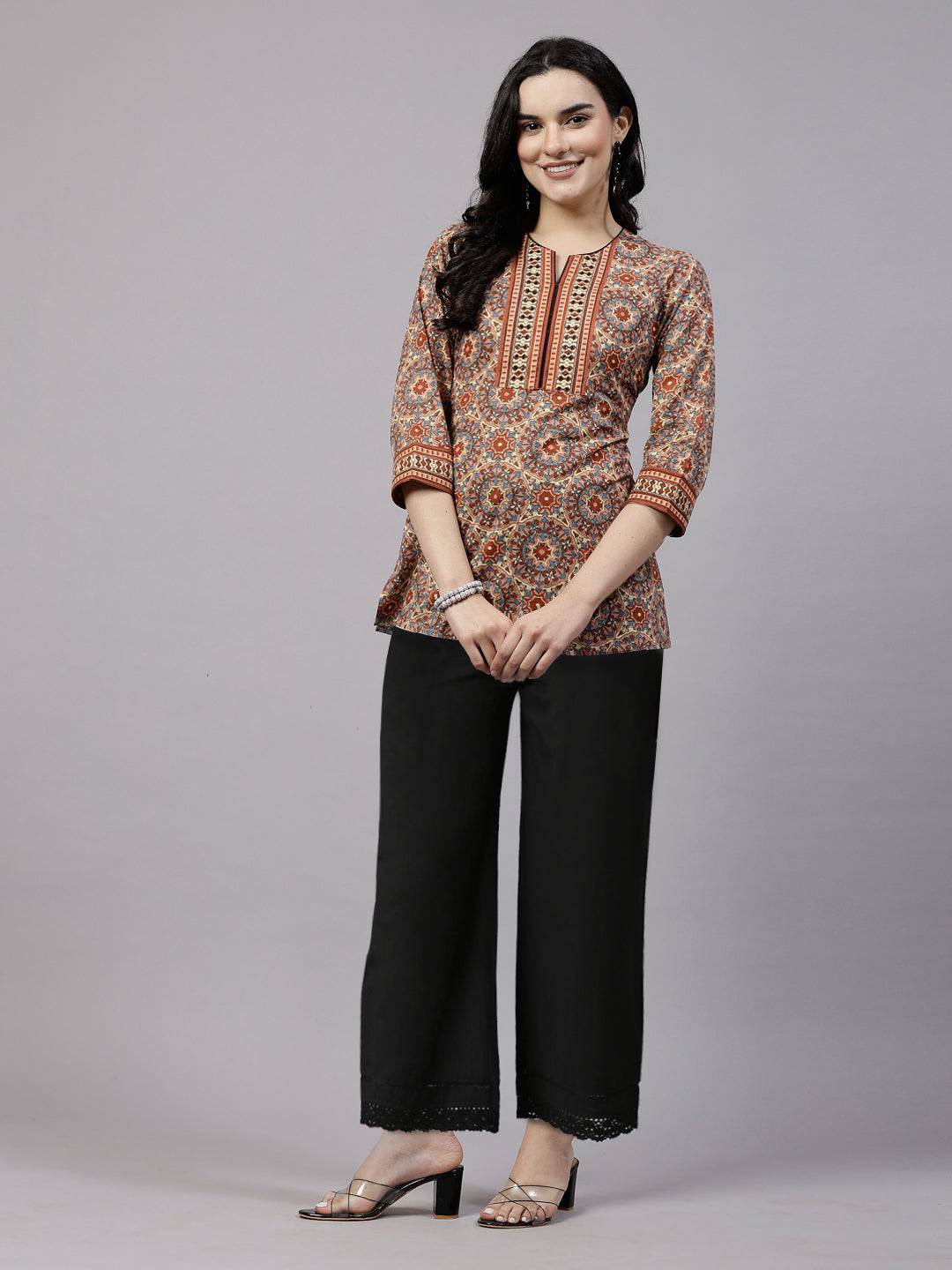 Rust Printed Top