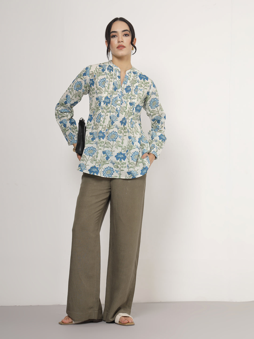 Blue Floral Cotton top