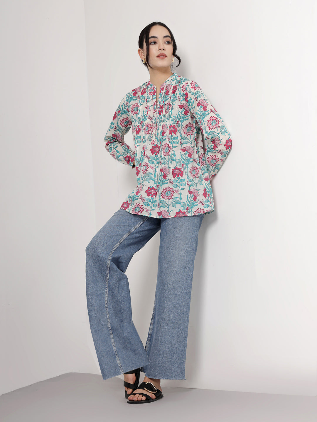 Pink Floral Cotton top