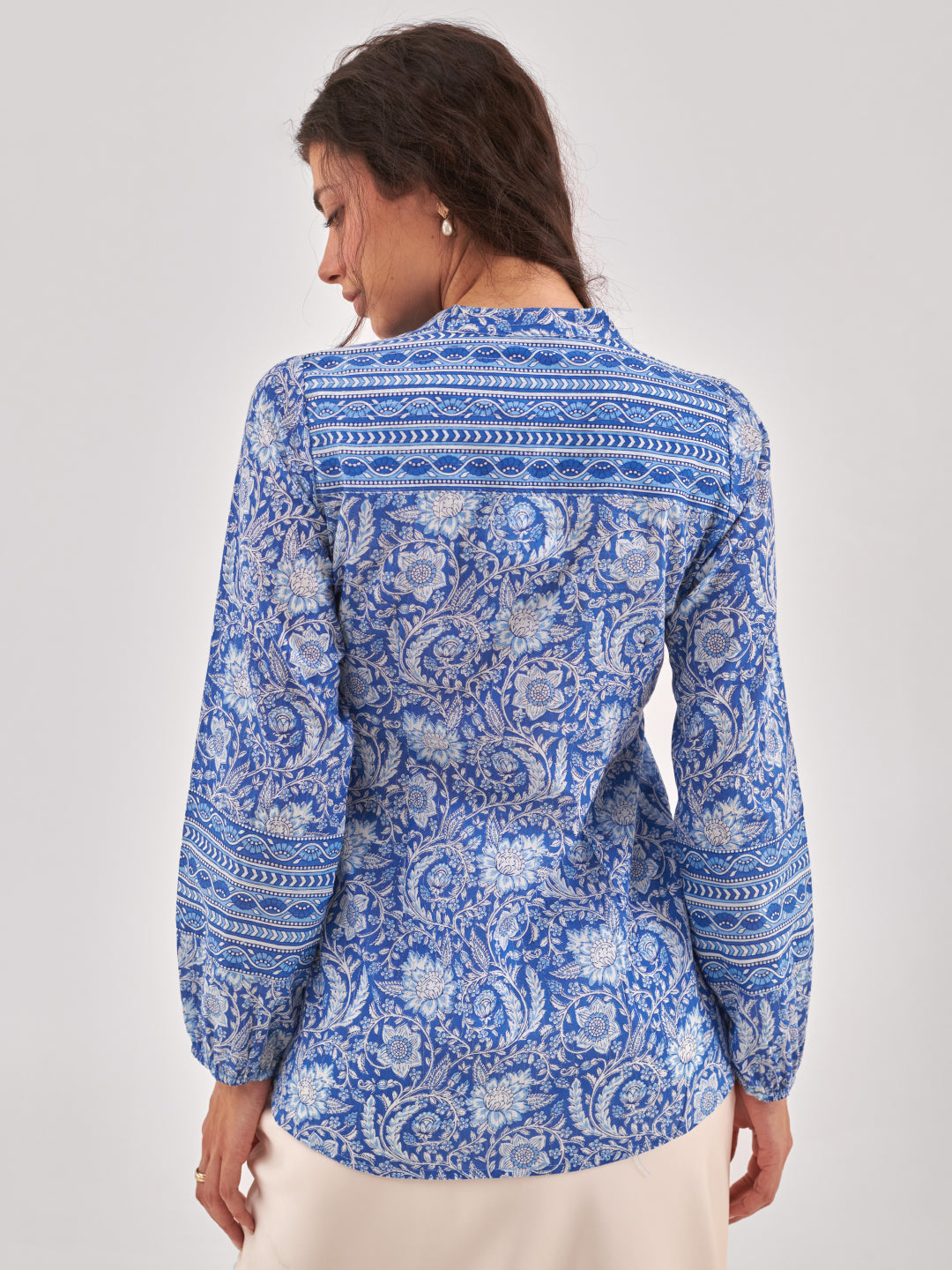 Blue printed A-line Top