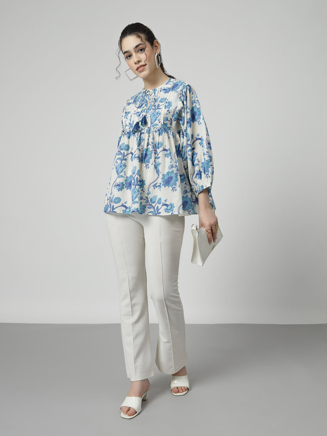 Boho Cotton tie up neck Top