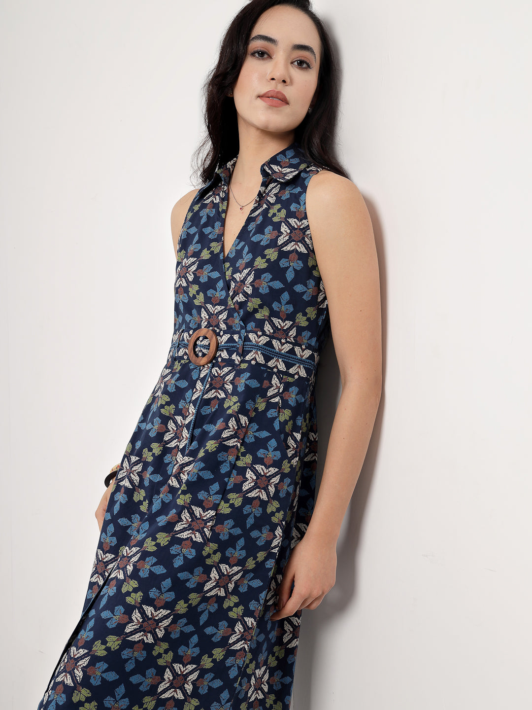 Printed Cotton Midi Dress