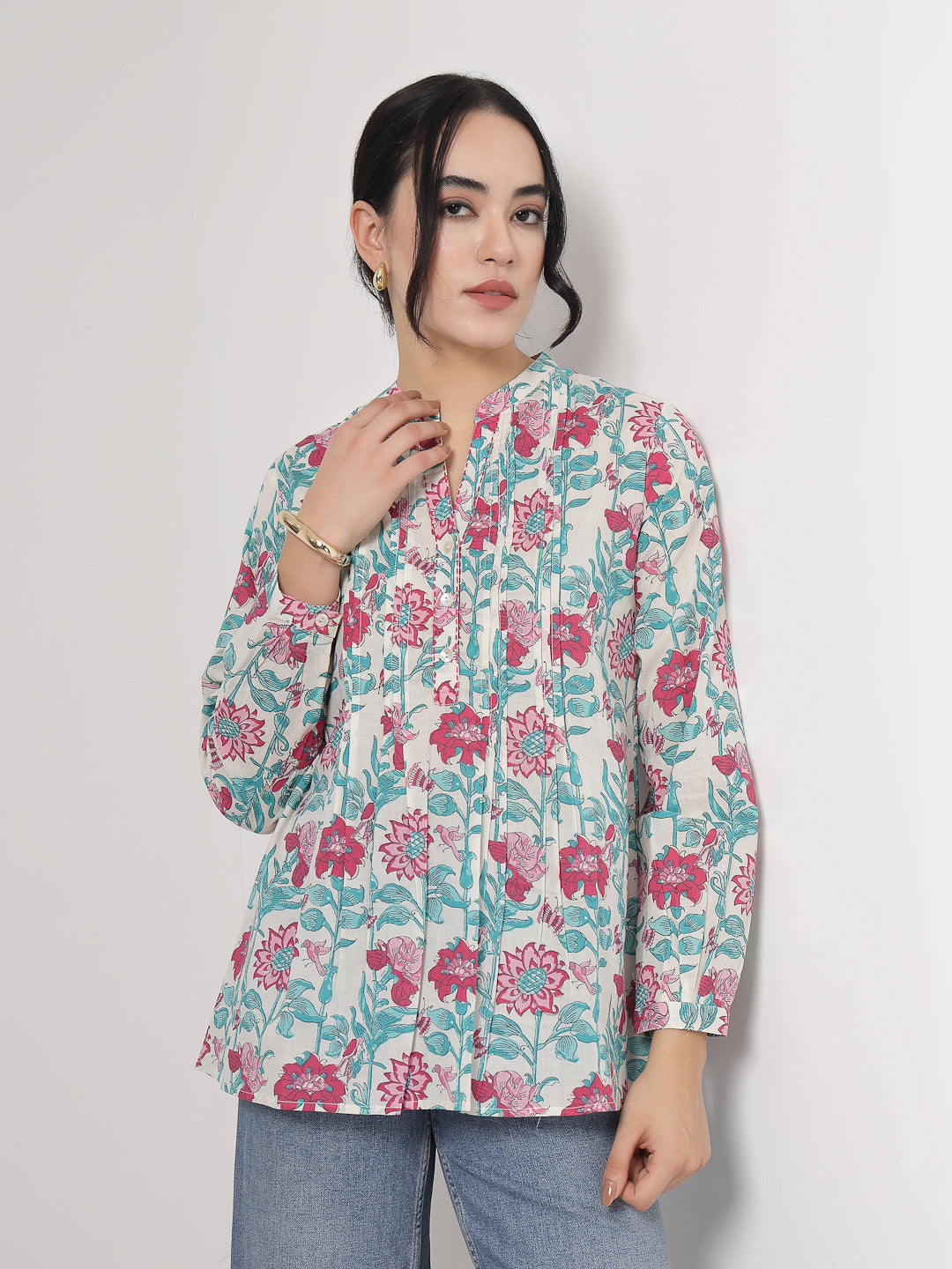 Pink Floral Cotton top