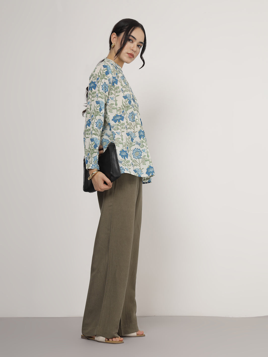 Blue Floral Cotton top